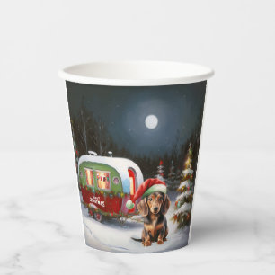 Gobelets En Papier Winter Dachshund Caravan Christmas Adventure