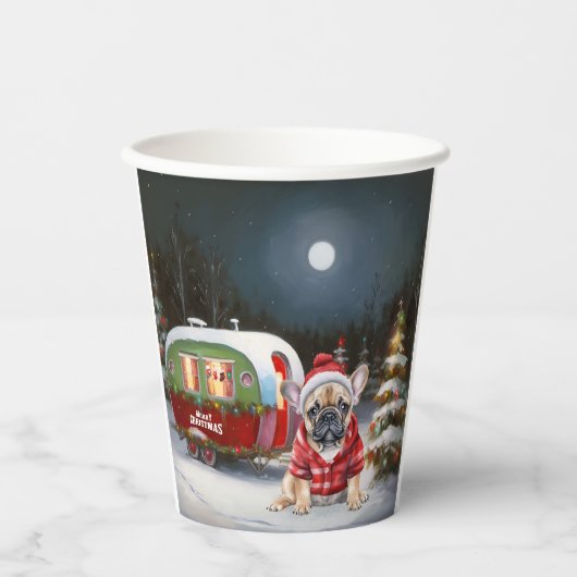 Gobelets En Papier Winter French Bulldog Caravan Christmas Adventure (Recto)