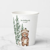 Gobelets En Papier Winter Green Bear Birthday Party Woodland (Verso)