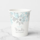 Gobelets En Papier Winter Onederland premier anniversaire bleu et arg (Recto)