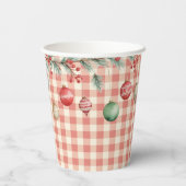 Gobelets En Papier Winter Red Christmas gingham with ornaments (Verso)