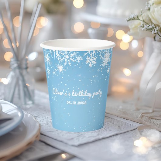Gobelets En Papier Winter Wonderland Blue Snowflake