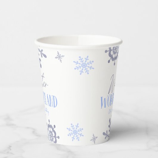 Gobelets En Papier Winter Wonderland Blue Snowflake fête d'anniversai (Gauche)