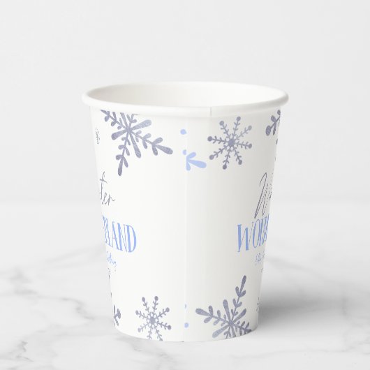Gobelets En Papier Winter Wonderland Blue Snowflake fête d'anniversai (Droite)