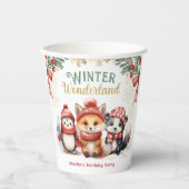 Gobelets En Papier Winter Wonderland Mignonne Neige Animaux Anniversa (Recto)