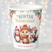 Gobelets En Papier Winter Wonderland Mignonne Neige Animaux Anniversa