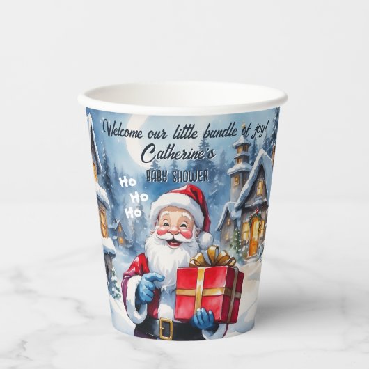 Gobelets En Papier Winter Wonderland Noël Père Noël Baby shower (Recto)