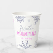 Gobelets En Papier Winter Wonderland Pink Snowflake fête d'anniversai (Verso)