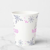 Gobelets En Papier Winter Wonderland Pink Snowflake fête d'anniversai (Droite)