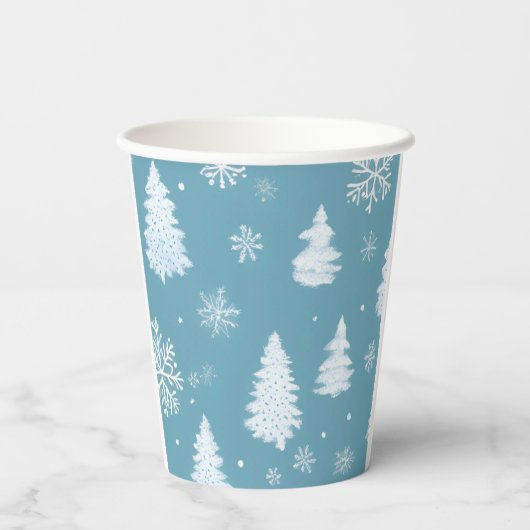 Gobelets En Papier Winter Wonderland Snowflakes & Tree Paper cup (Verso)