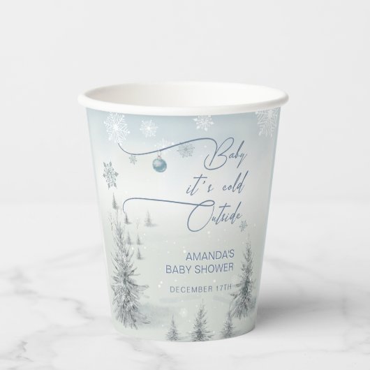 Gobelets En Papier Winter Wonderland Son Froid Hors Baby shower Garço (Recto)