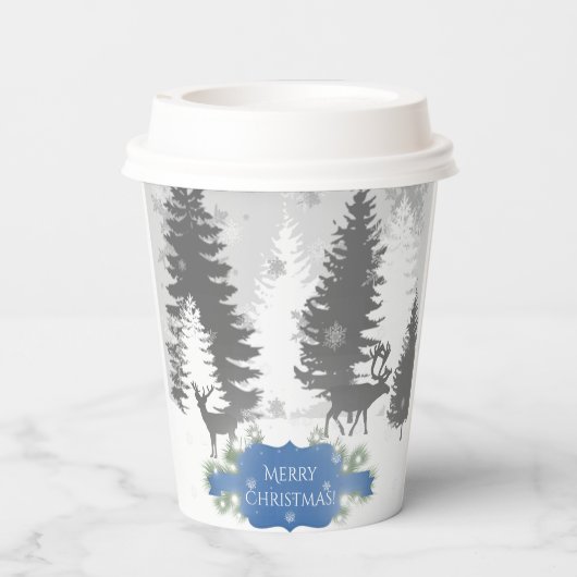Gobelets En Papier Winter Wonderland Tasse en papier - Bleu (Verso)