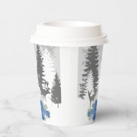Gobelets En Papier Winter Wonderland Tasse en papier - Bleu (Droite)