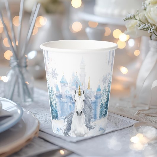 Gobelets En Papier Winter Wonderland Unicorn| Magical Snow