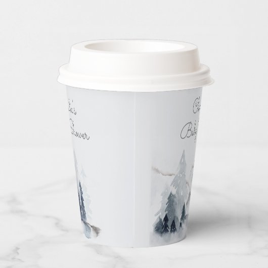 Gobelets En Papier Winter Woodland Forest Baby shower de script moder (Droite)