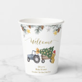 Gobelets En Papier Winter X'mas Tree Tractor Bear Baby Shower Welcome (Verso)