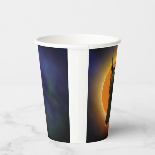 Gobelets En Papier Witch & Black Cat with Orange Moon Paper Cup (Droite)