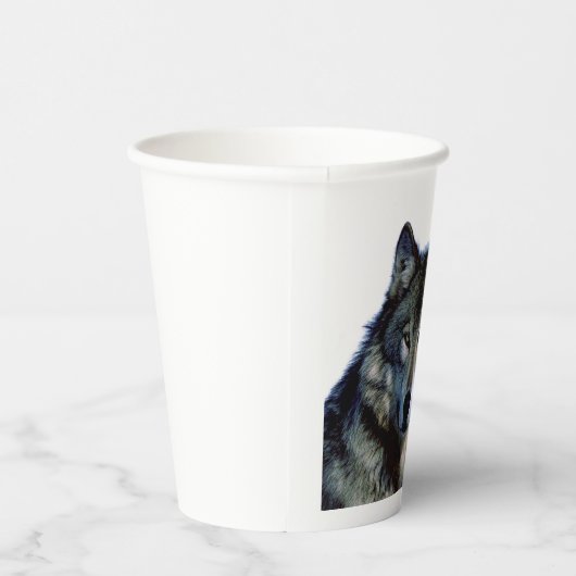 Gobelets En Papier Wolf Portrait Votre nom Écriture personnalisée (Droite)