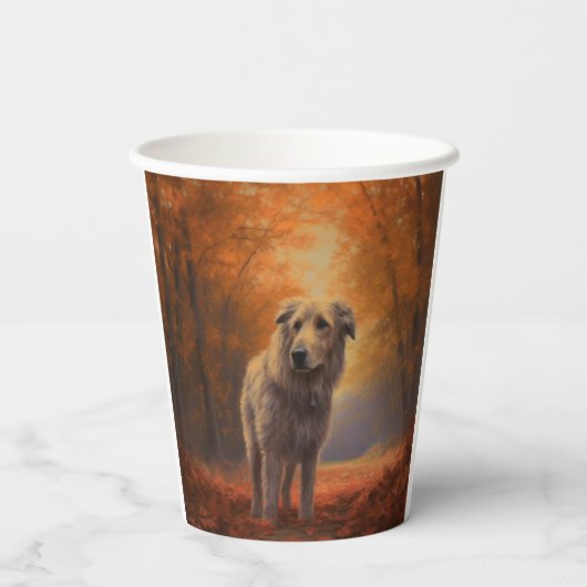 Gobelets En Papier Wolfhound à l'automne Leaves automne Inspire (Verso)