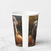 Gobelets En Papier Wolfhound Chiot Automne Citrouille de plaisir (Gauche)