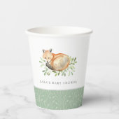Gobelets En Papier Woodland Fox Baby shower personnalisé (Recto)