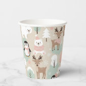Gobelets En Papier Woodland Whimsical Forest Animals Winter (Recto)
