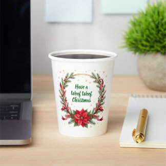 Gobelets En Papier Woof Woof Christmas Paper Cup - Customizable Text