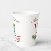 Gobelets En Papier Xmas Bells Red Berries À feuillage persistant Nom (Droite)