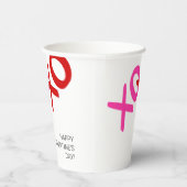 Gobelets En Papier XOXO Pink Red Hugs embrasse joyeusement la Saint-G (Droite)