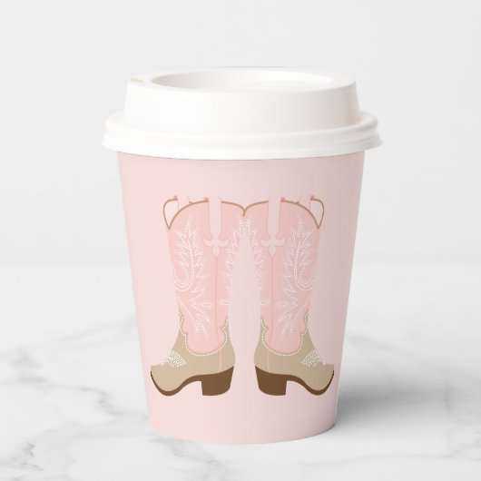 Gobelets En Papier YEE-HAW Pink Cowgirl Boot (Verso)
