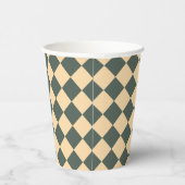Gobelets En Papier Yellow Green Checker Diamond Pattern (Droite)