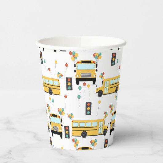 Gobelets En Papier Yellow School Bus Kids Birthday Party (Gauche)