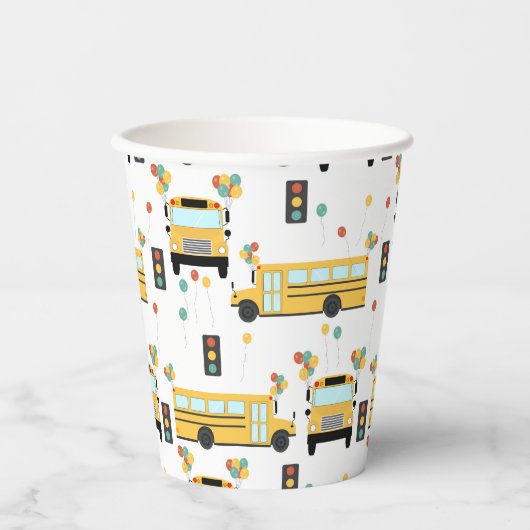 Gobelets En Papier Yellow School Bus Kids Birthday Party (Recto)