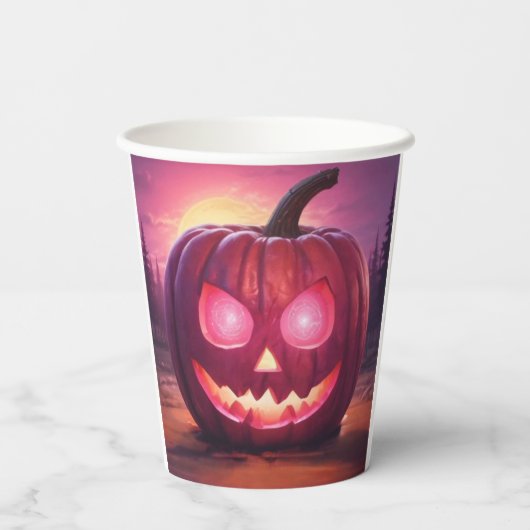 Gobelets En Papier Yeux qui brillent Jack-o-lantern tasses (Verso)