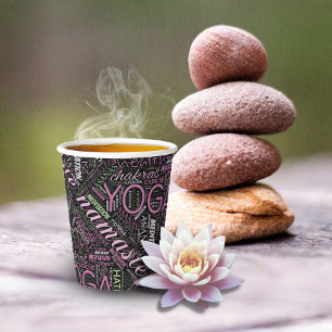 Gobelets En Papier Yoga Word Cloud Plum/Green ID254