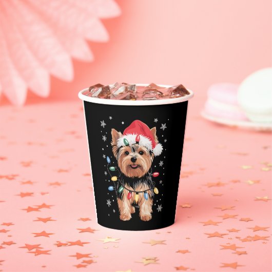 Gobelets En Papier Yorkie Christmas Chien Long Noël Cadeau (Insitu)