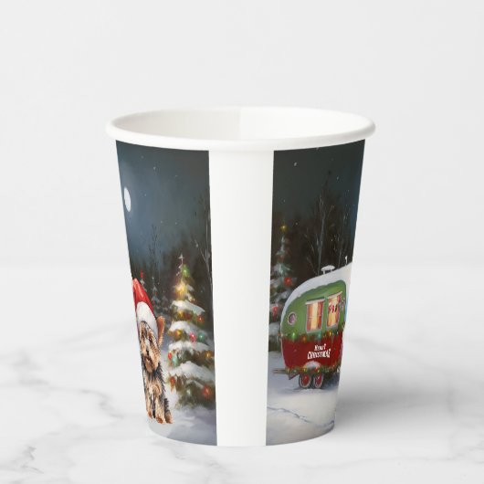 Gobelets En Papier Yorkshire Terrier Caravan Christmas Adventure (Gauche)