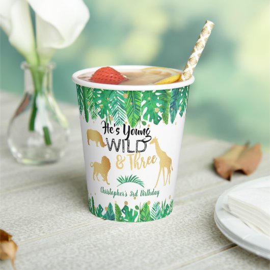 Gobelets En Papier Young Wild & Three Boys Troisième anniversaire (Insitu)
