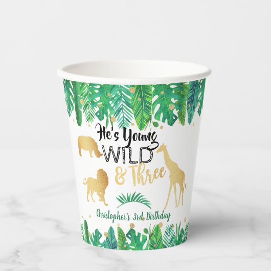 Gobelets En Papier Young Wild & Three Boys Troisième anniversaire (Recto)