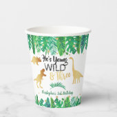 Gobelets En Papier Young Wild & Three Dinosaur Boys Troisième anniver (Recto)