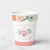 Gobelets En Papier Young, Wild & Three Personnalisé Premier Anniversa (Recto)
