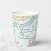 Gobelets En Papier Young Wild Three Retro Rainbow 3e anniversaire (Recto)