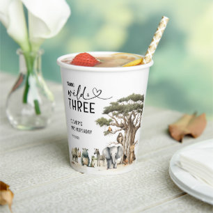 Gobelets En Papier Young Wild Three Safari 3e Affiche de bienvenue d'