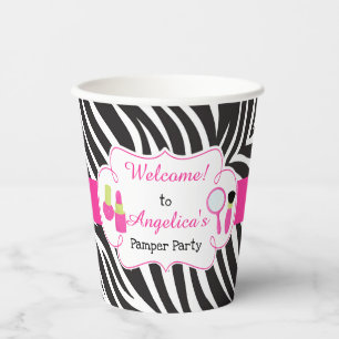 Gobelets En Papier Zebra imprimé anniversaire Pamper Party