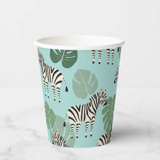 Gobelets En Papier Zebra Monstera Motif (Recto)