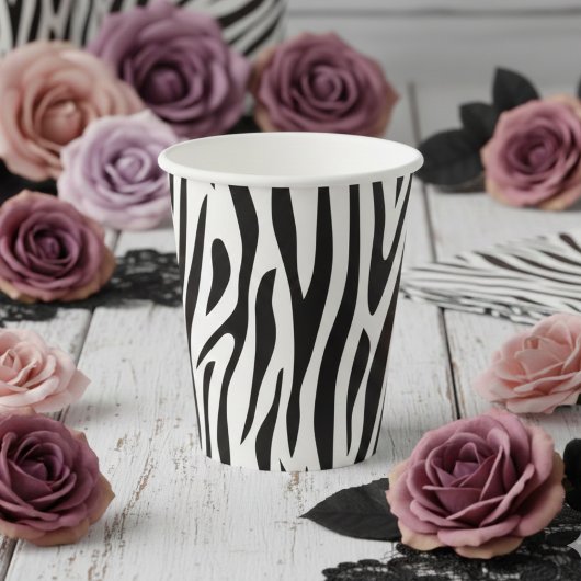 Gobelets En Papier Zebra Print Black and White Party 