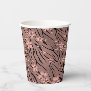 Gobelets En Papier Zèbre zèbre Abstraite peau de tigre fleurs fleuris
