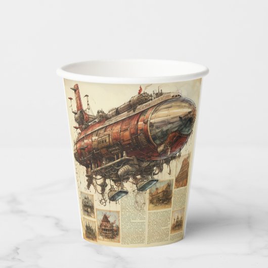 Gobelets En Papier Zeppelin Steampunk vintage (11) (Recto)
