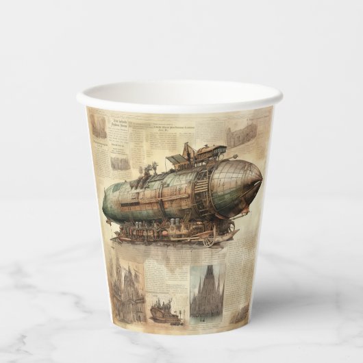Gobelets En Papier Zeppelin Steampunk vintage (5) (Recto)