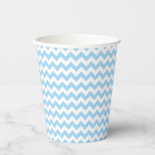 Gobelets En Papier Zigzag bleu, Chevron bleu, Motif géométrique (Recto)